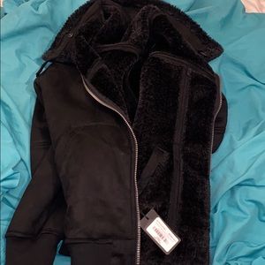 deline teddy reversible bomber